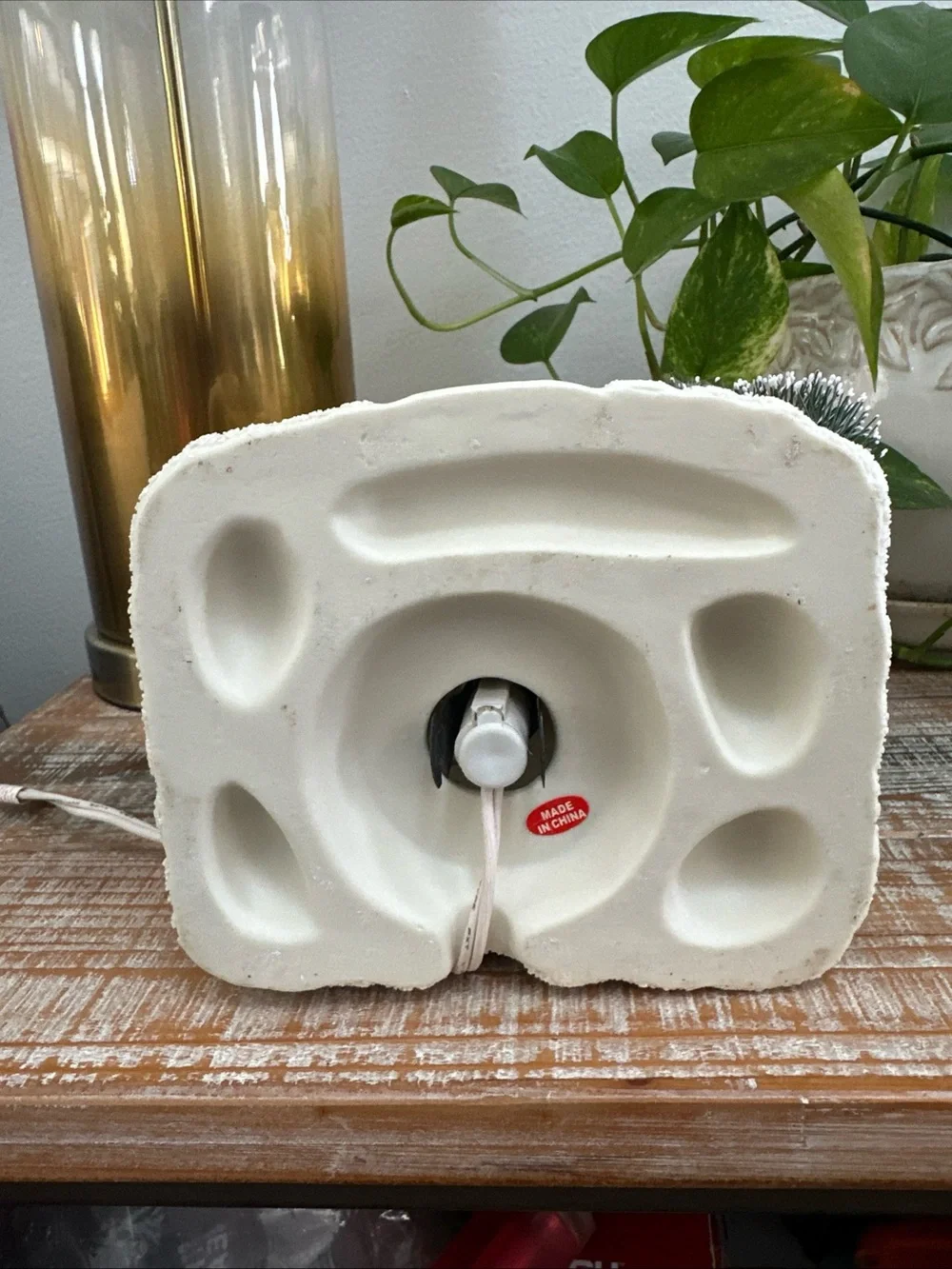 Vintage Ceramic Lighted Christmas Church Building Red Roof with Snow Trees